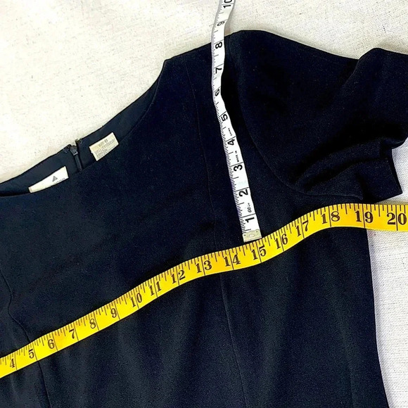Liz Claiborne Vintage 90s Casual Chiffon Short Sleeves Shift Dress Size 8 Black - Picture 7 of 10